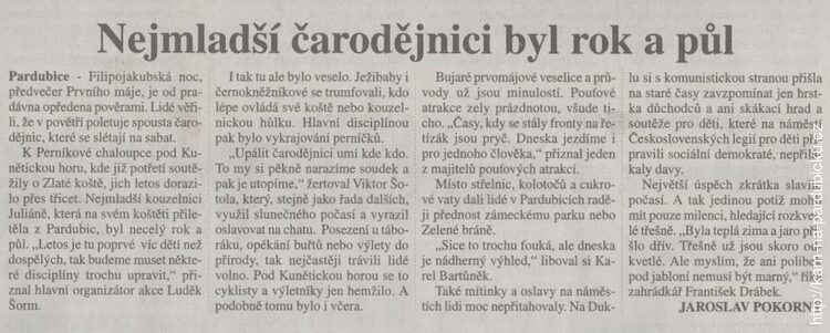 Nejmladší čarodějnici byl rok a půl